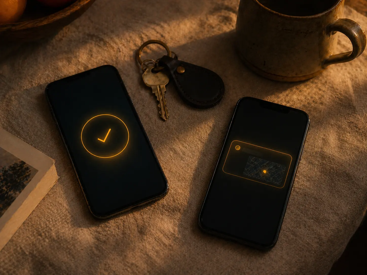 Fig. iii · Arrival, confirmed on two screens.